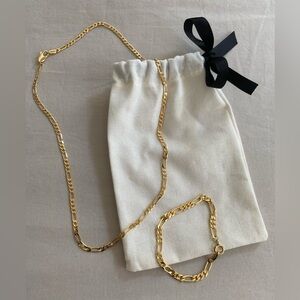 Gold Filled Figaro Chain Necklace & Bracelet Set